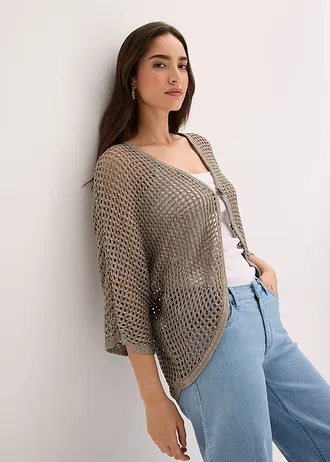 Ajour vest • taupe • bonprix online shop
