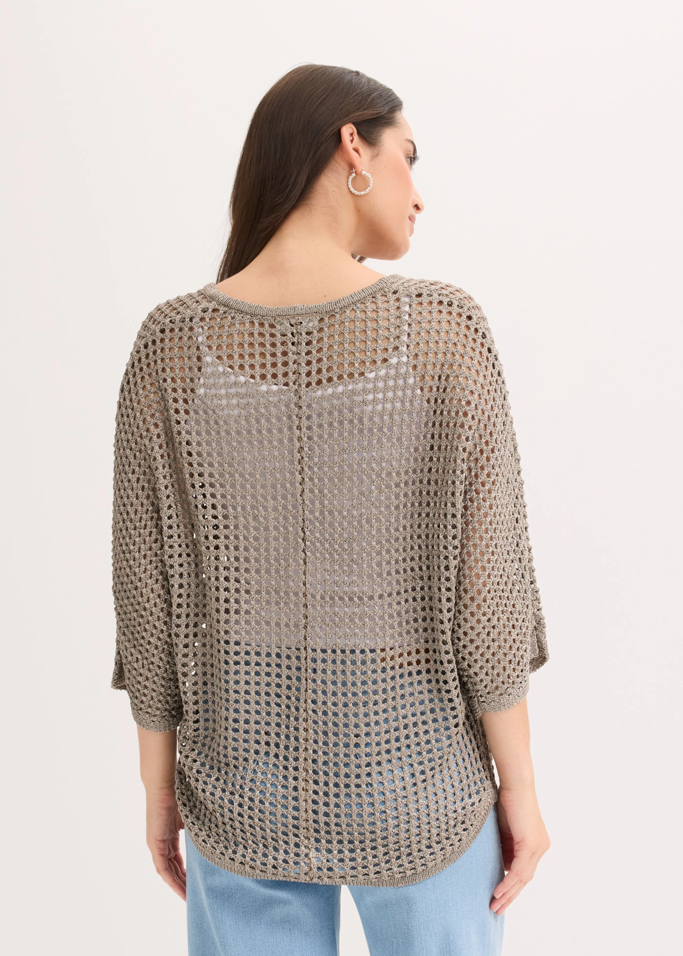 Ažúrový pletený sveter • hnedosivá • obchod bonprix