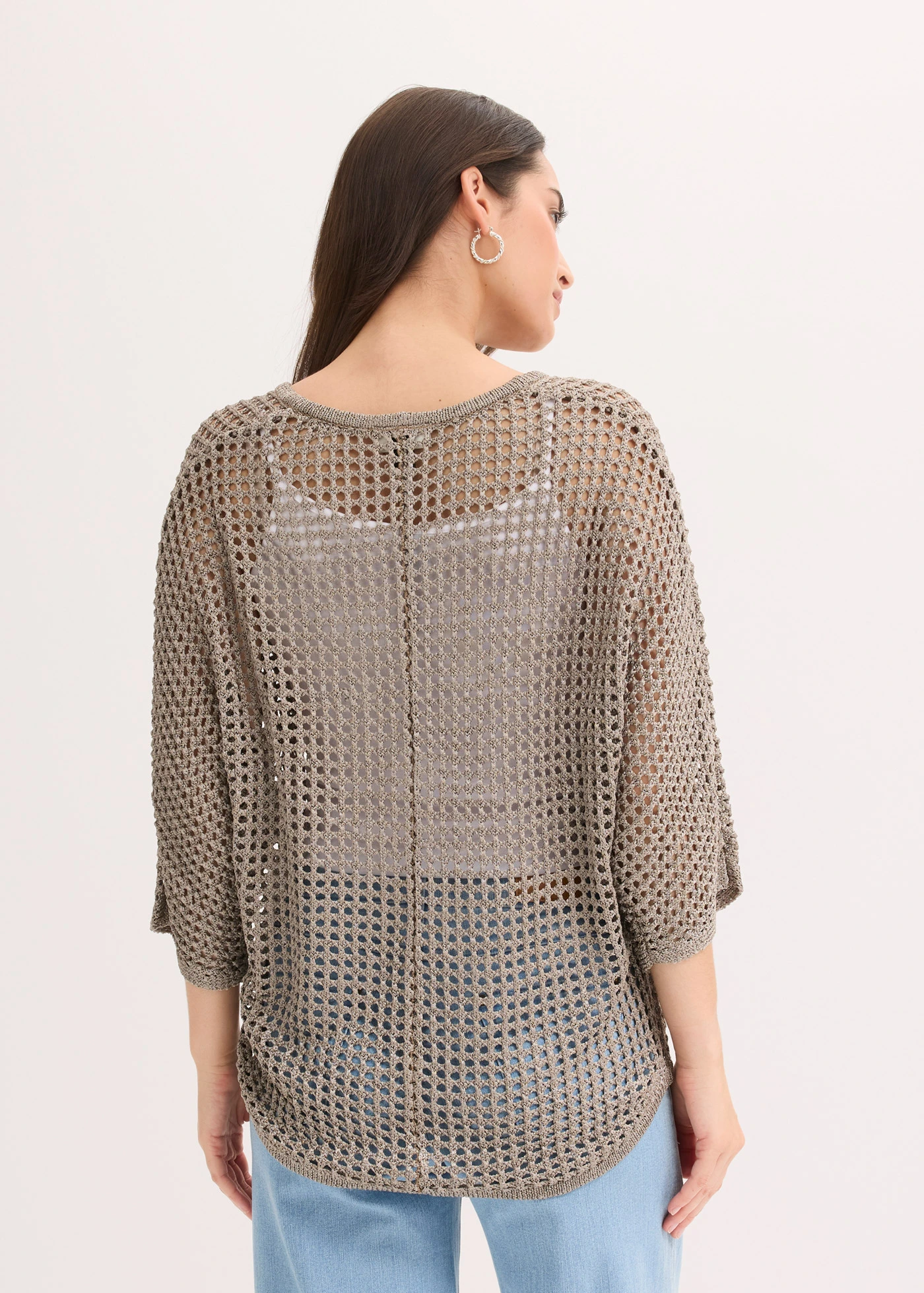 Gilet en maille ajourée • taupe • Boutique bonprix