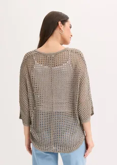 Ažurový pletený kabátek, barva: hnědošedá