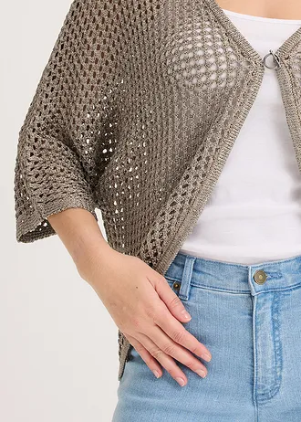 Gilet en maille ajourée • taupe • Boutique bonprix