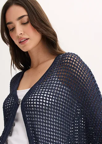 Gilet en maille ajourée • bleu foncé • Boutique bonprix