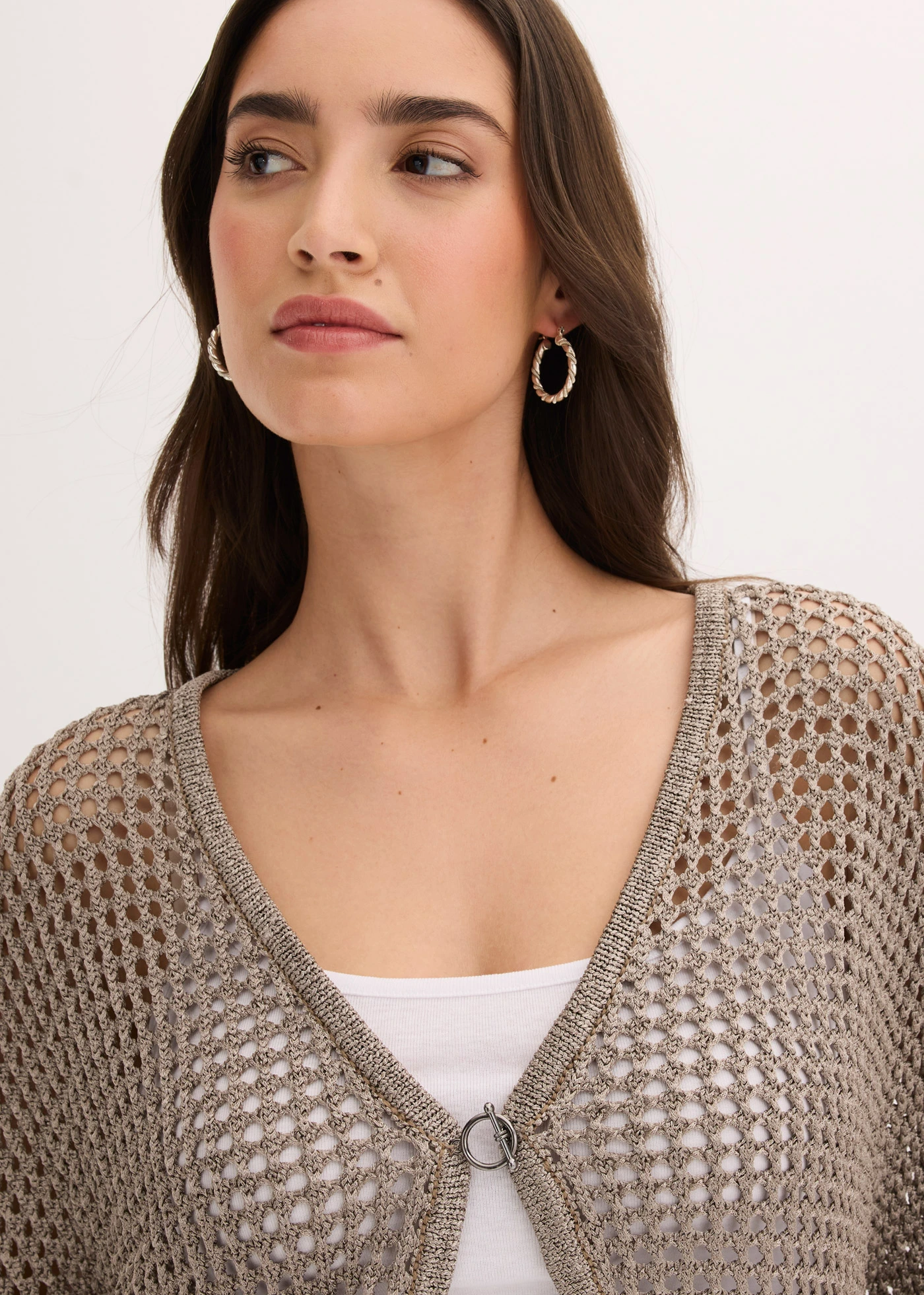 Gilet en maille ajourée • taupe • Boutique bonprix