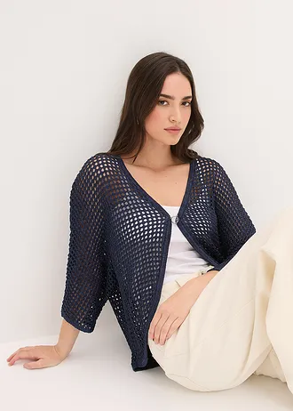 Jachetă tricotată ajurată • bleumarin • magazin bonprix