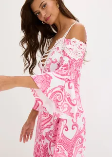 Rozšiřující se šaty Carmen • pinklady-bílá s kašmírovým vzorem • bonprix obchod