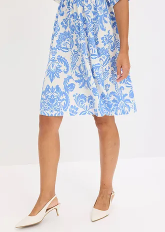 Rochie gen tunică cu imprimeu adânc • alb perlat-albastru cu imprimeu • magazin bonprix