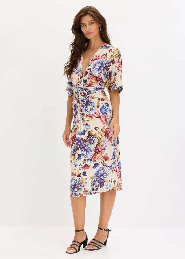 Robe midi twistée devant • sable clair imprimé • product-page.page-title-suffix