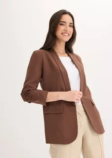 Blazer à manches froncées, Couleur: marron