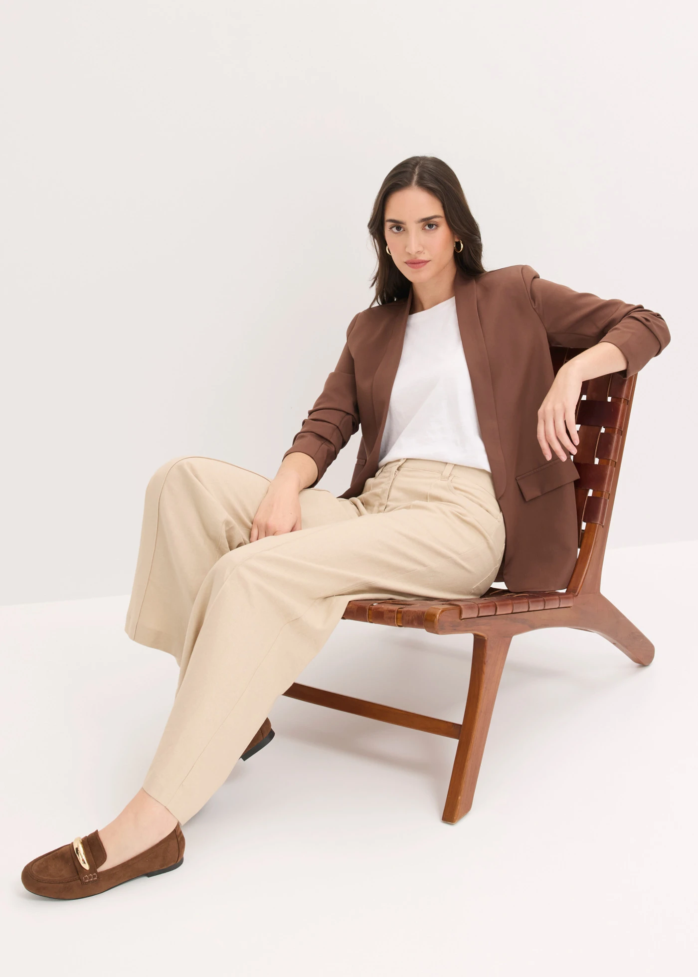 Blazer met plooitjes • bruin • bonprix online shop