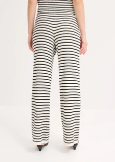 Gebreide broek van luchtige linnenmix • parelwit-zwart gestreept • bonprix online shop
