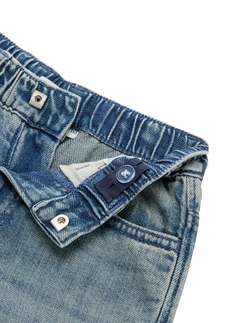 Jeansy loose fit z gumką w pasie, z czystej bawełny, kolor: niebieski denim "used"