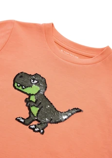 T-shirt Tom Tailor Dino avec sequins réversibles, Couleur: orange clair