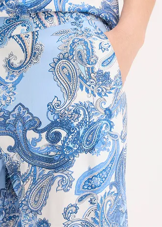 Pantalon imprimé en viscose fluide • blanc/bleu clair paisley • Boutique bonprix