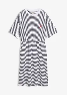 Rochie de jerse din bumbac 100%, culoare: bleumarin/alb dungat