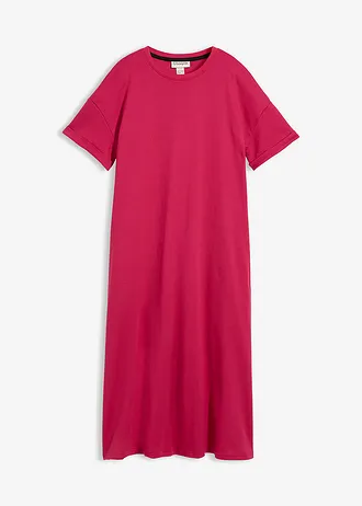 Rochie tricot din material interlock mai robust, cu buzunare • roșu-mov • magazin bonprix