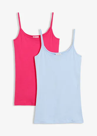 Top vékony vállpántokkal, tiszta pamutból (2 db-os csomag) • pinklady/púderkék • bonprix áruház
