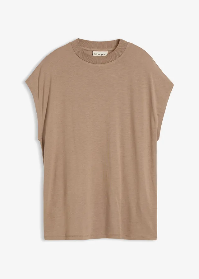 T-shirt van zachte viscose • taupe • bonprix online shop