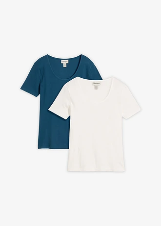 Geribd shirt met biologisch katoen (set van 2)