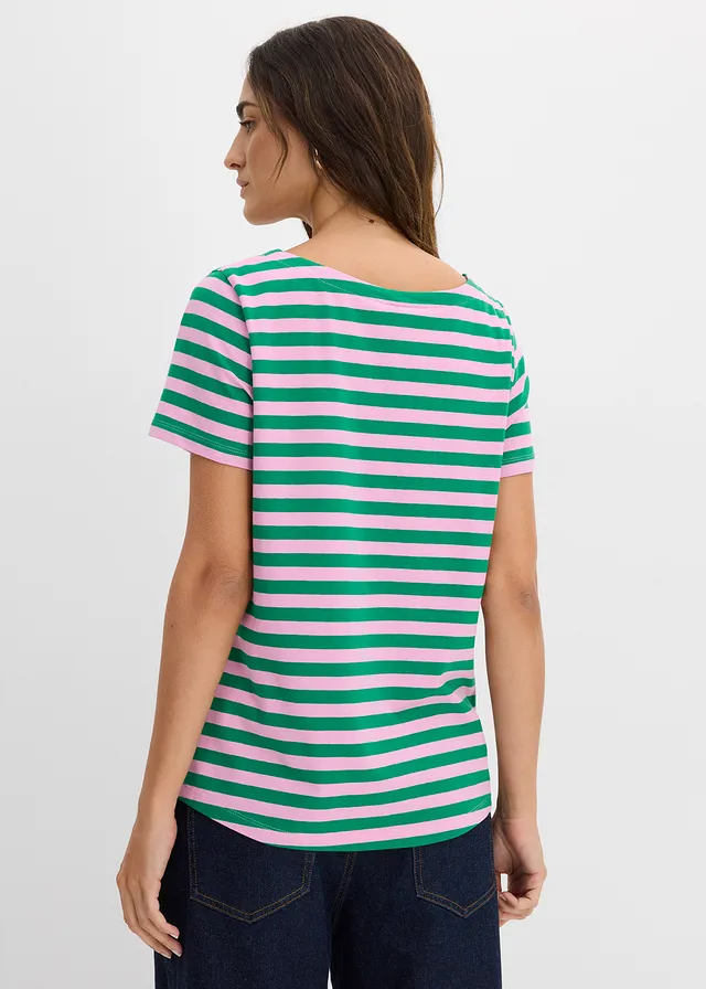 T-shirt à encolure bateau • rose-vert aventurine rayé • product-page.page-title-suffix