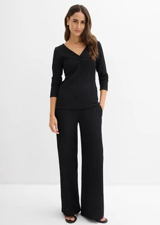 Shirt en broek van zachte crêpe (2-dlg. set), Kleur: zwart