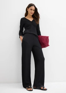 T-shirt et pantalon (ens. 2 pces) en crêpe doux • noir • Boutique bonprix