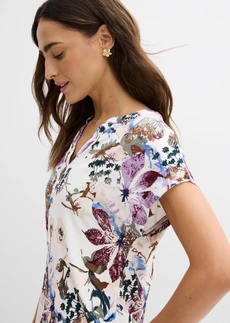 Tunique à manches courtes en viscose fluide • écru floral • Boutique bonprix