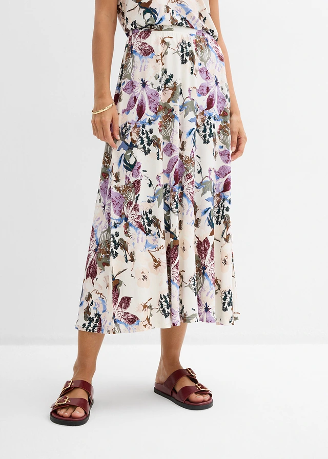 Rok met soepele viscose • ecru gebloemd • product-page.page-title-suffix