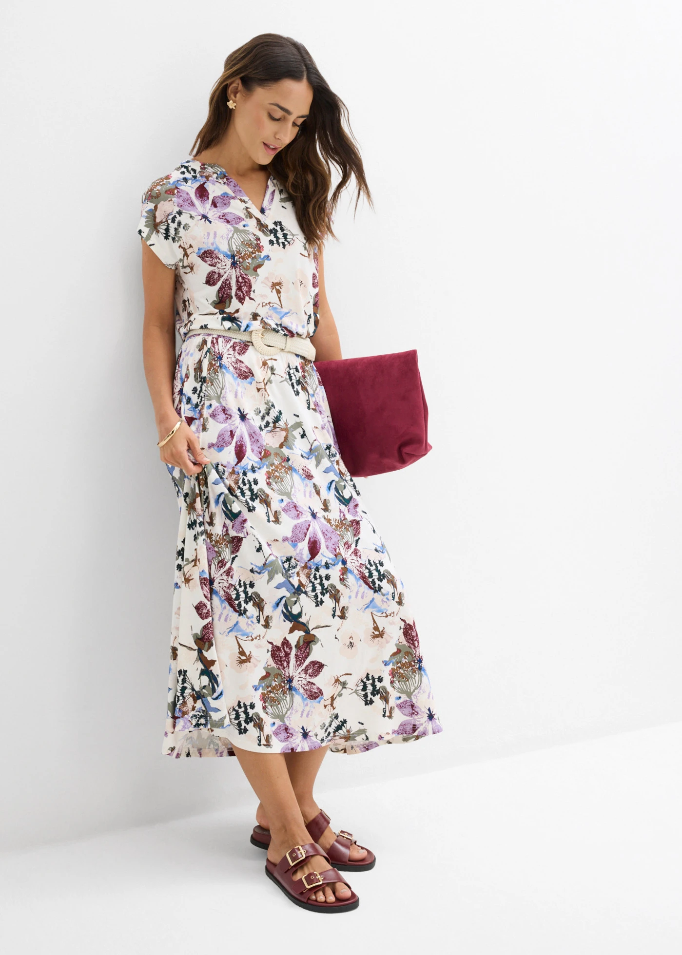 Jupe en viscose fluide • écru floral • Boutique bonprix