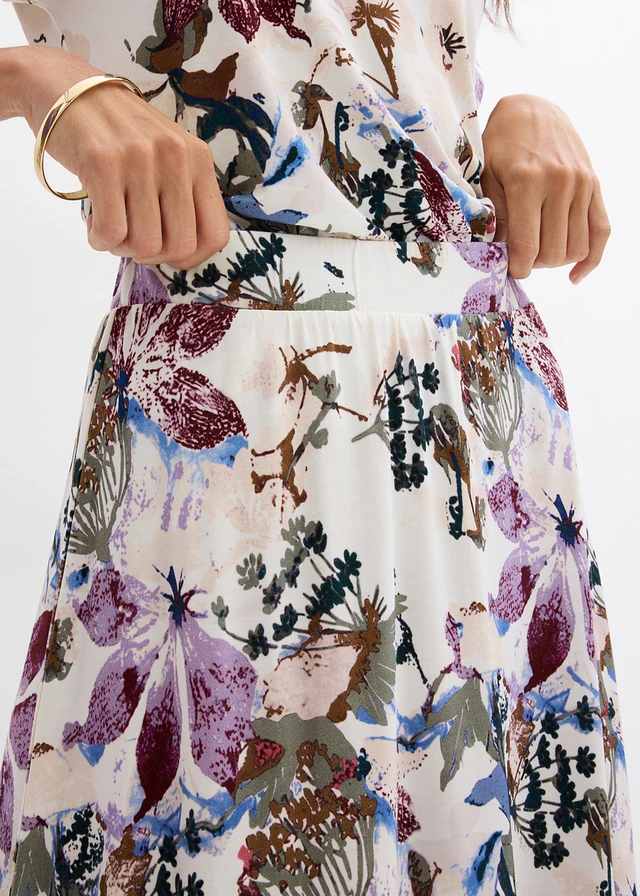 Rok met soepele viscose • ecru gebloemd • product-page.page-title-suffix