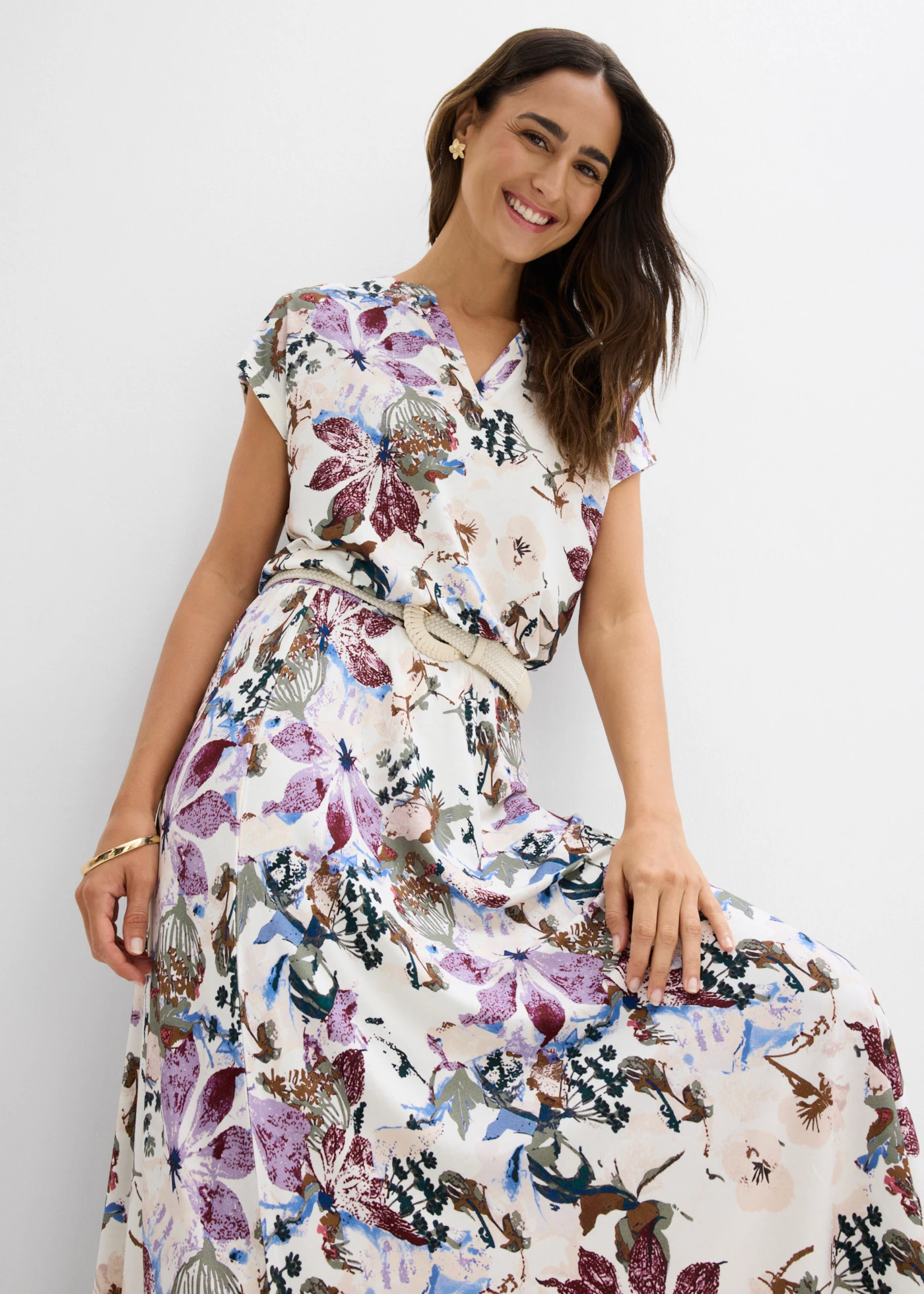 Rok met soepele viscose • ecru gebloemd • bonprix online shop