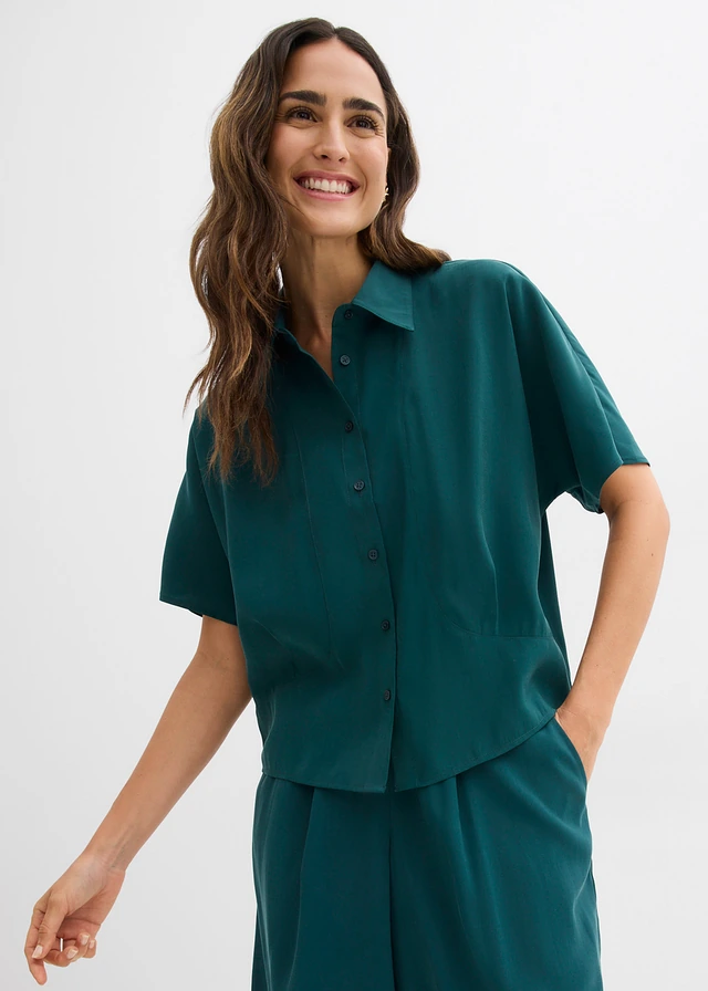 Blouse van een viscosemix met vleermuismouwen • diepgroen • product-page.page-title-suffix