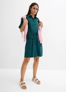 Bluzka z rękawami typu nietoperz, z mieszanki wiskozy, kolor: ciemnozielony