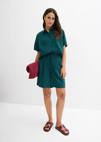 Bermuda confortable, Couleur: vert profond