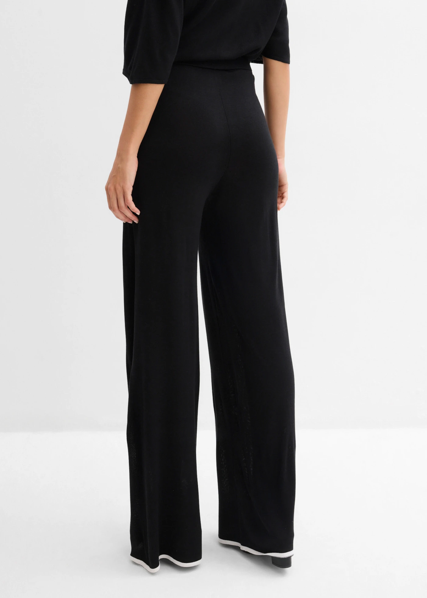 Pantalon en maille fine • noir/blanc • Boutique bonprix