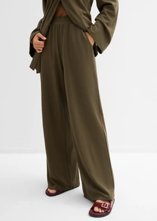 Pantalon en jersey à taille élastiquée, Couleur: olive foncé