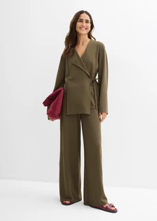 Pantalon en jersey à taille élastiquée, Couleur: olive foncé