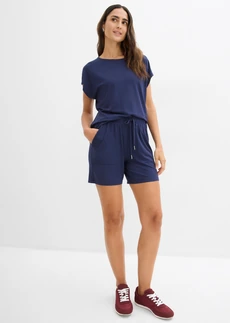 Shirt en korte broek van een zachte viscosemix (2-dlg. set), Kleur: donkerblauw