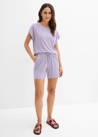 Shirt en korte broek van een zachte viscosemix (2-dlg. set), Kleur: rookviolet