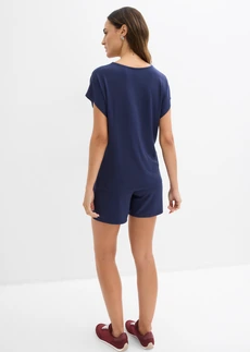 Shirt en korte broek van een zachte viscosemix (2-dlg. set) • donkerblauw • bonprix online shop