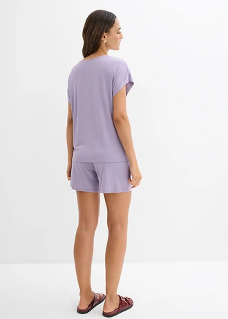 Shirt en korte broek van een zachte viscosemix (2-dlg. set), Kleur: rookviolet