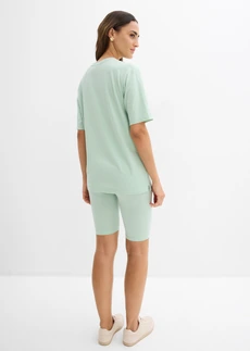 T-Shirt en korte legging van stretchkatoen (2-dlg. set), Kleur: kristalmint gemêleerd