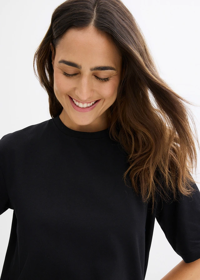 T-Shirt en korte legging van stretchkatoen (2-dlg. set) • zwart • product-page.page-title-suffix