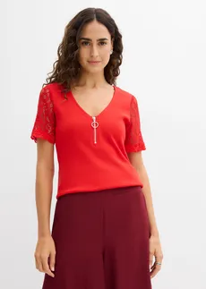 Geribd shirt van katoen • aardbeirood • bonprix online shop