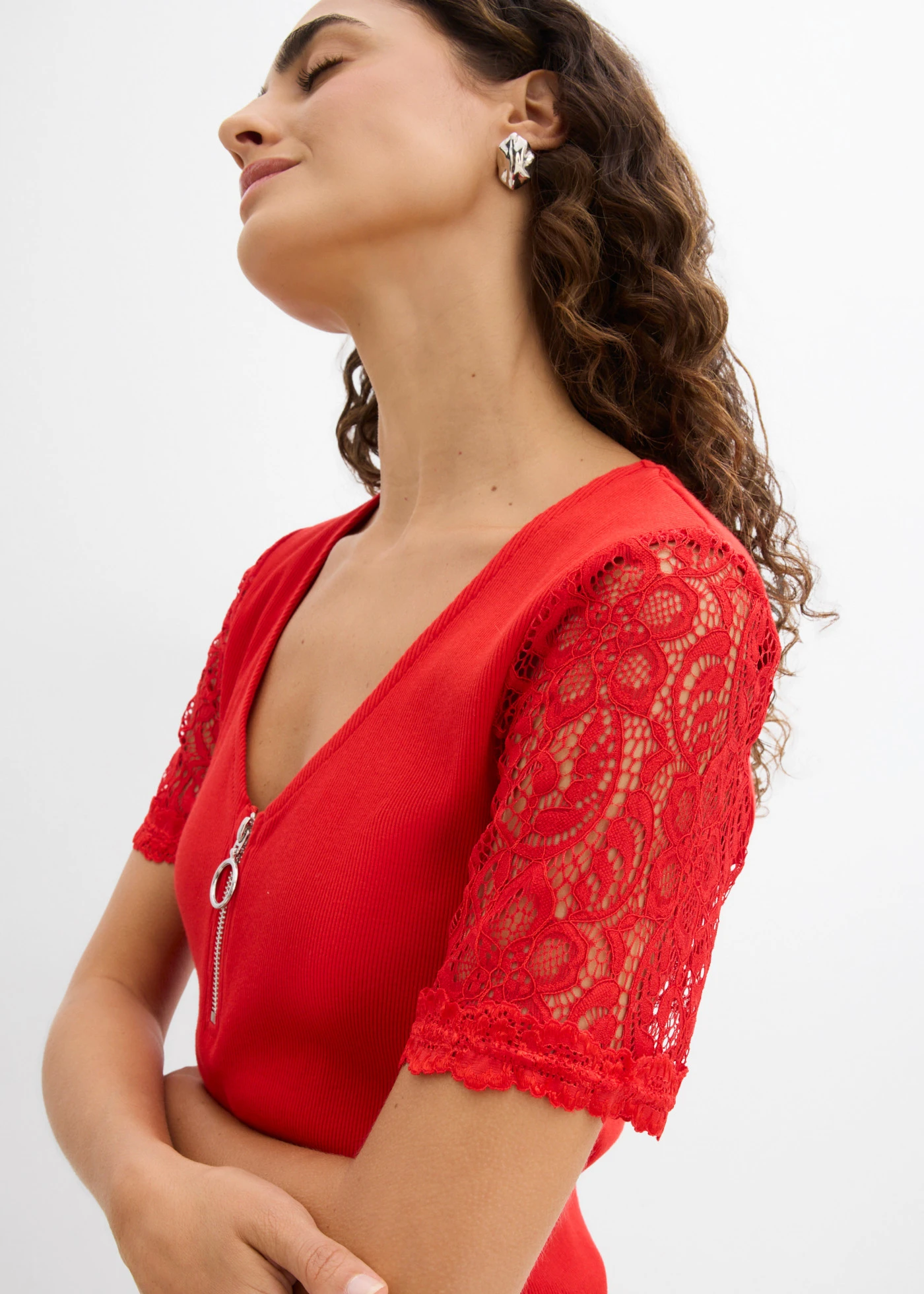 T-shirt en coton côtelé • fraise • Boutique bonprix