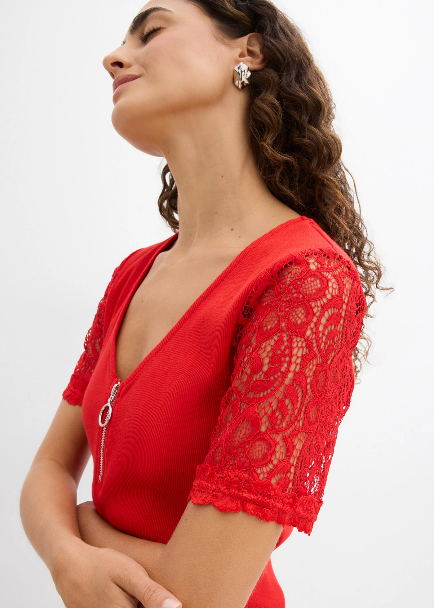 Žebrované tričko z bavlny • jahodová • bonprix obchod