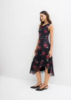 Robe midi en mesh doux • noir floral • Boutique bonprix