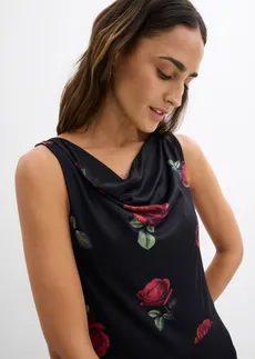 Robe midi en mesh doux • noir floral • Boutique bonprix