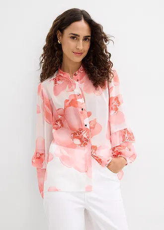 Chiffon blouse, Kleur: wolwit gebloemd