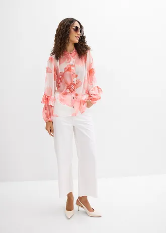 Chiffon blouse, Kleur: wolwit gebloemd