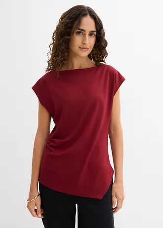 Top asymétrique en Punto di Roma, Couleur: rouge rubis